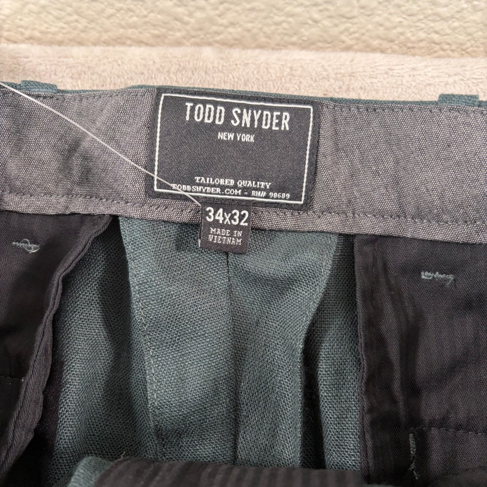 Todd Snyder Straight Fit 100% Linen Tab Trousers in Poseidon Men 34x32 NWT - Picture 2 of 11